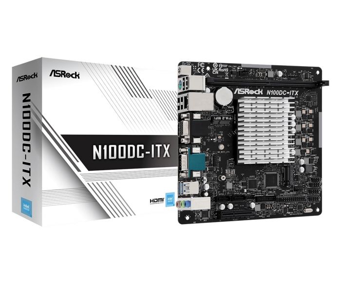 Материнська плата ASRock N100DC-ITX Intel Quad core N100 (up to 3.4GHz) 1xDDR4 M.2 HDMI mITX
