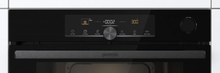 Духова шафа Gorenje електрична, 77л, A+, пара, дисплей, 300 °C, Wi-Fi, чорний