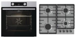 Комплект Gorenje (духовка електрична BO6737E02XK + варильна поверхня газова G642ABX), нерж.