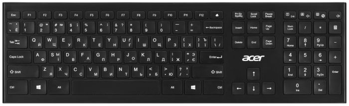 Клавіатура Acer OKR010, 109key, WL, EN/UKR/RU, чорний