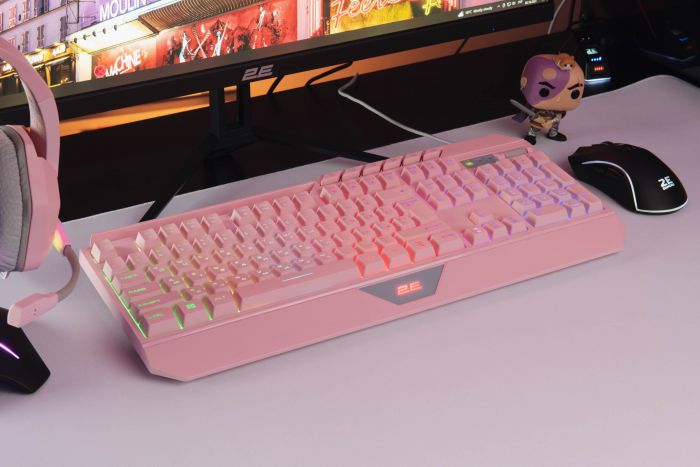 Клавіатура 2E GAMING KG315 RGB USB Pink Ukr