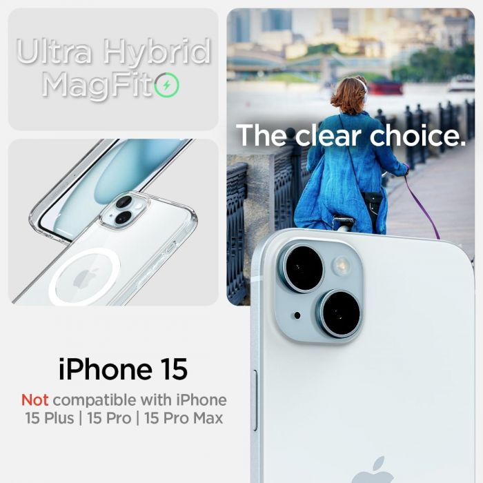 Чохол Spigen для Apple iPhone 15 Ultra Hybrid MagFit, White