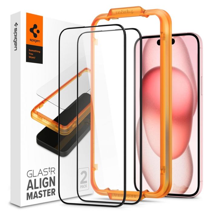 Захисне скло Spigen для Apple iPhone 15 Plus Glas.tR AlignMaster FC Black (2P)