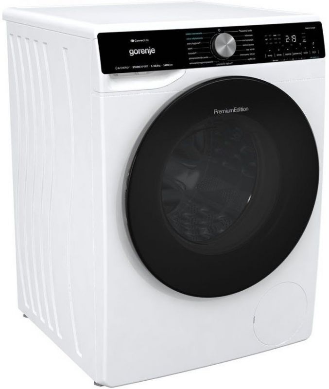 Пральна машина Gorenje фронтальна, 10,5кг, 1400, A+++, 60см, дисплей, інвертор, пара, Wi-Fi, білий