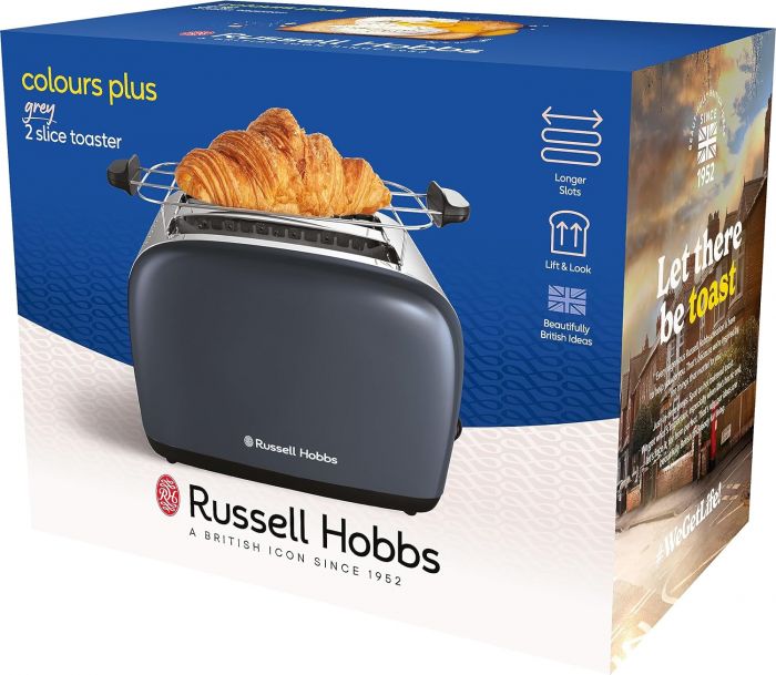 Тостер  Russell Hobbs Colours Plus, 1600Вт, нержав., підігрів,разморозка, сірий