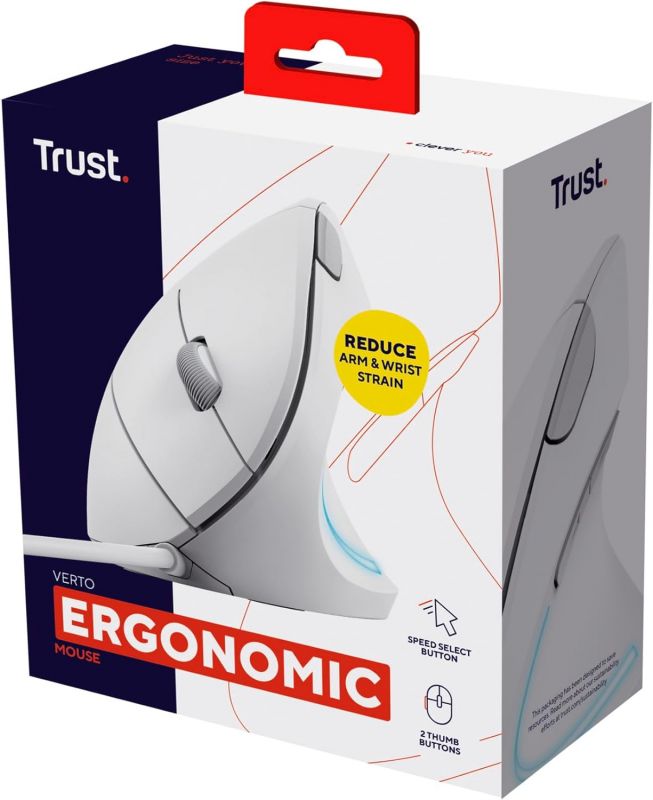 Миша Trust Verto Ergonomic, USB-A, Білий