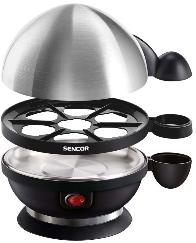 Яйцеварка Sencor, 380Вт, механічне керування, 3 рівня приготування, на 7 яєць, нержав.сталь, пластик, чорний