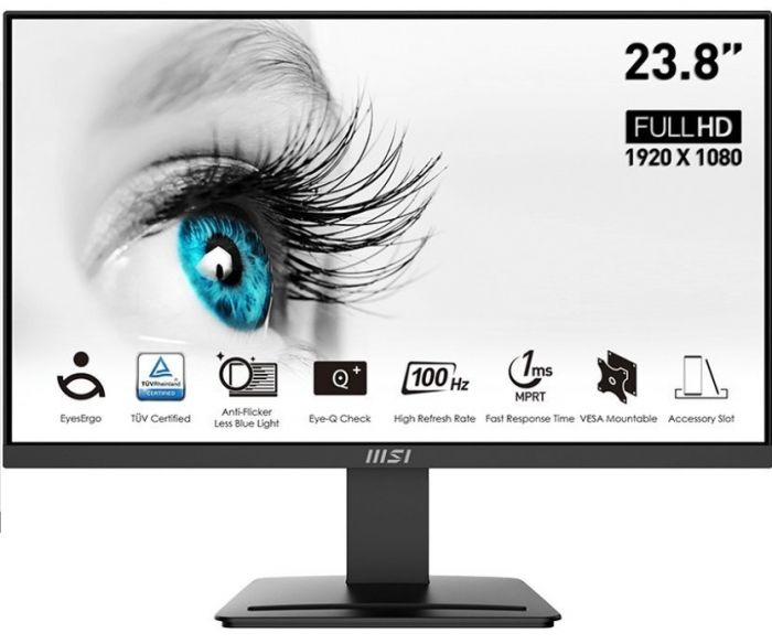 Монітор MSI 23.8" PRO MP2412 HDMI, DP, MM, VA, 100Hz, 4ms, sRGB 113%