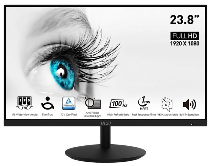 Монітор MSI 23.8" PRO MP242A D-Sub, HDMI, DP, MM, IPS, 100Hz, 4 ms, sRGB 100%