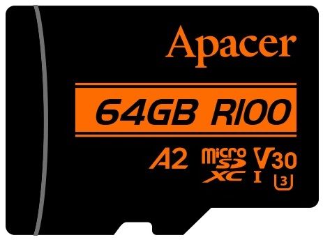 Карта пам'яті Apacer microSD  64GB C10 UHS-I U3 A2 R100/W80MB/s + SD