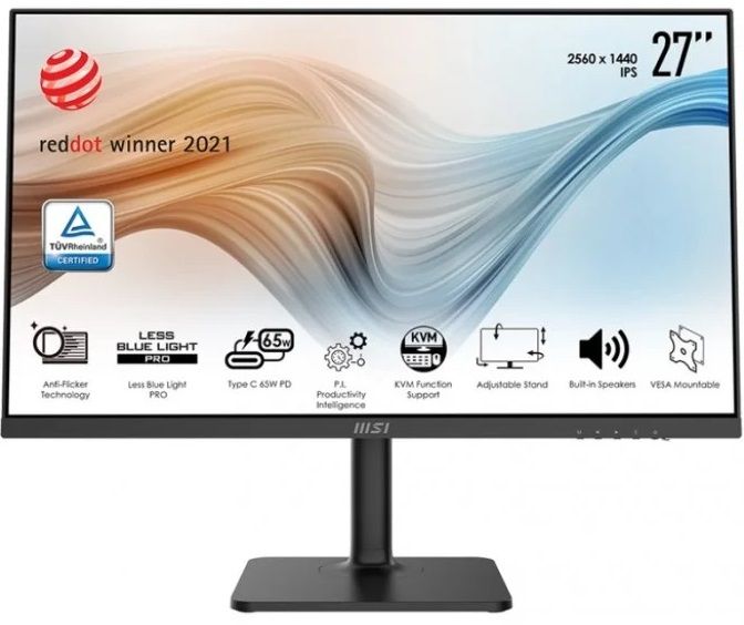 Монітор MSI 27" Modern MD272QP HDMI, DP, USB-C, 2xUSB, MM, IPS, 2560x1440, 75Hz, 4ms, sRGB 95%, Pivot