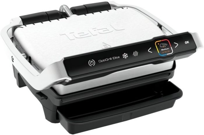 Гриль Tefal прижимний OptiGrill Elite 2000Вт, темп. режимів-15, з`ємні пластини, метал