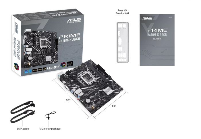 Материнcька плата ASUS PRIME H610M-K ARGB s1700 H610 2xDDR5 M.2 HDMI D-Sub mATX ARGB