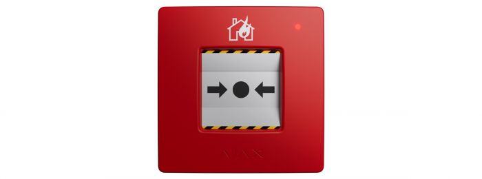 Бездротова настінна кнопка для активації пожежної тривоги вручну Ajax Manual Call Point, jeweller, бездротовий, червоний