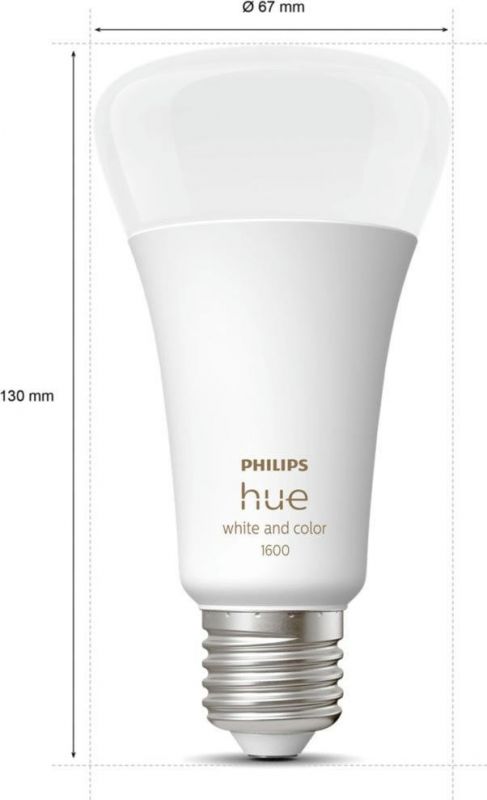 Лампа розумна Philips Hue E27, 15W(100Вт), 2000K-6500K, RGB, ZigBee, Bluetooth, димування