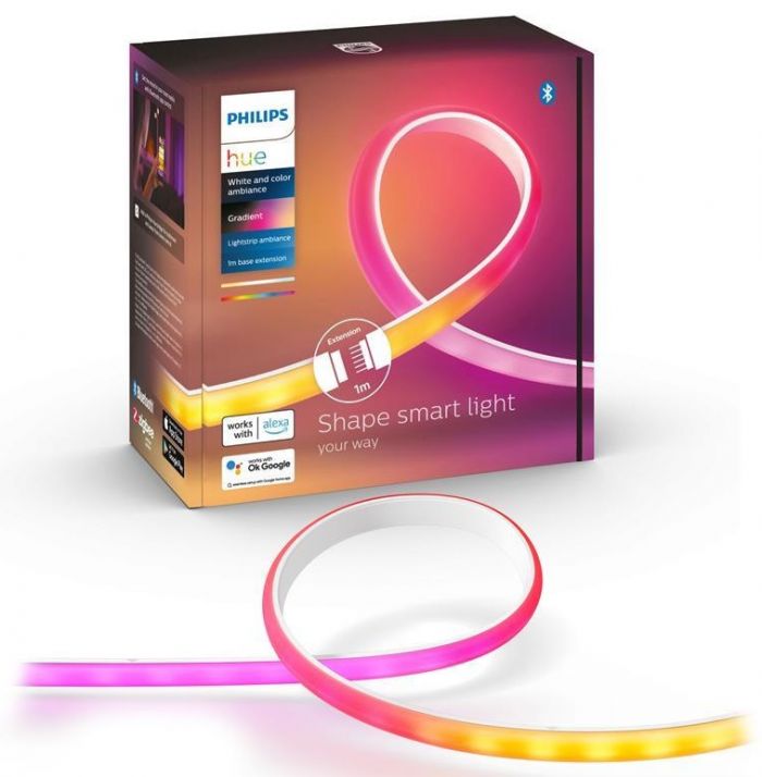 Стрічка світлодіодна розумна Philips Hue Gradient, 0.5W(20Вт), 2000K-6500K, RGB, Gradient, ZigBee, димування, подовжувач, 1м