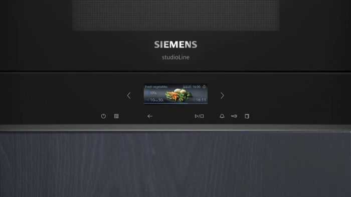 Мікрохвильова піч Siemens вбудована, 21л, електр. управл., 900Вт, гриль, дисплей, чорний