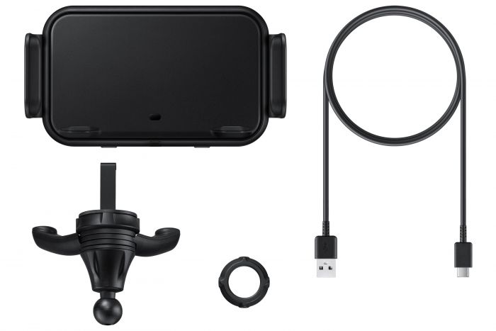 Автомобільний тримач Samsung автоматичний, бездротова зарядка, кабель USB-A > USB-C, 1м, чорний