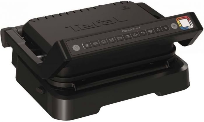 Гриль Tefal прижимний OptiGrill 2в1 Black, 2100Вт, темп. режимів-4, з`ємні пластини, метал, чорний