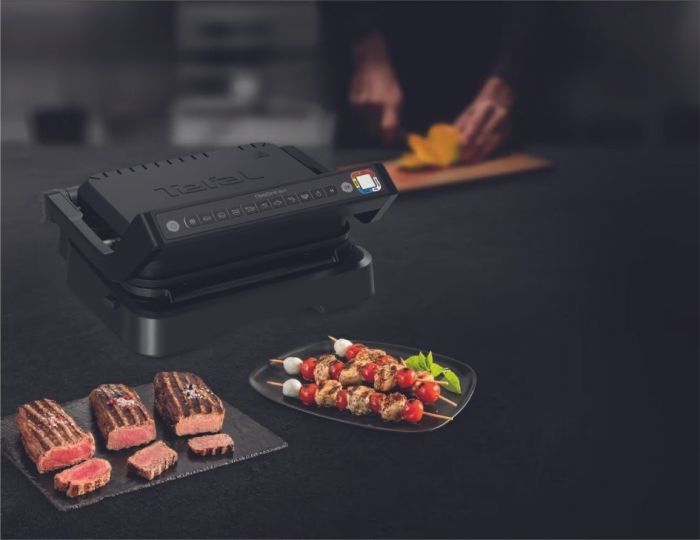 Гриль Tefal прижимний OptiGrill 2в1 Black, 2100Вт, темп. режимів-4, з`ємні пластини, метал, чорний