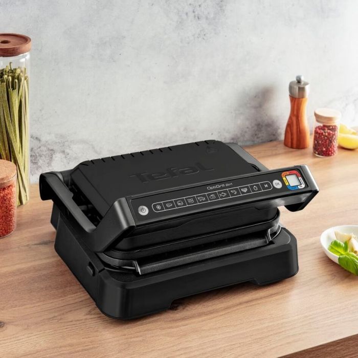 Гриль Tefal прижимний OptiGrill 2в1 Black, 2100Вт, темп. режимів-4, з`ємні пластини, метал, чорний