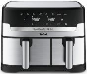 Мультипіч Tefal Dual EasyFry&Grill AirFryer, 2700Вт, чаша-5.2+3.1л, сенсорне керув., 2 чаши, гриль, пластик, сіро-чорний