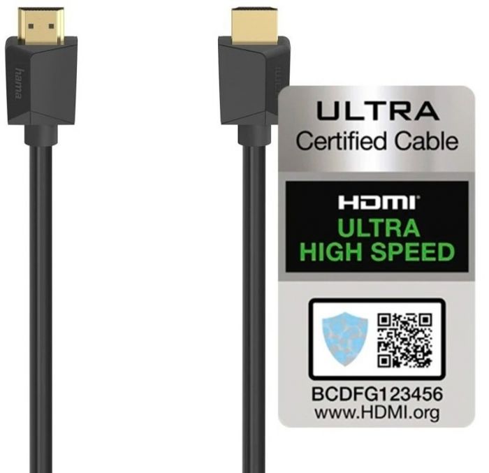 Кабель Hama HDMI (AM/AM), 8K, gold, 2m, чорний