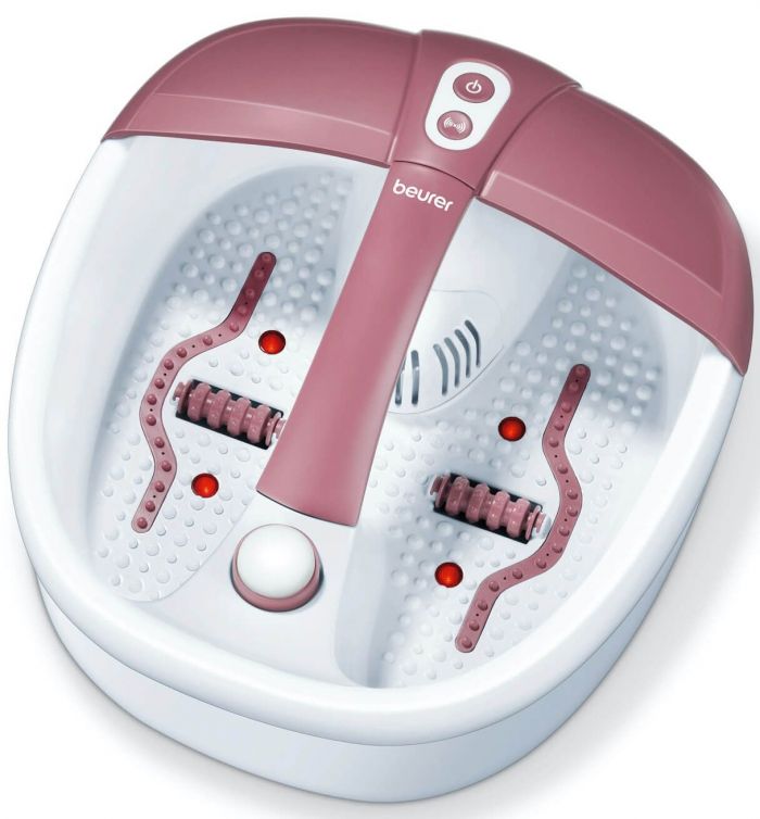 Масажна ванночка Beurer для ніг, від мережі, вага-2.1кг, 3 насадки, підтрим. температури води, аромотерапія, біло-рожевий