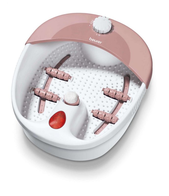 Масажна ванночка Beurer для ніг, від мережі, вага-2кг, 3 насадки, підтрим. температури води, біло-рожевий
