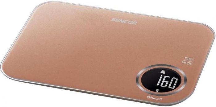 Ваги Sencor кухонні, 5кг, підкл. до смартфону, 2хААА , пластик, золотий