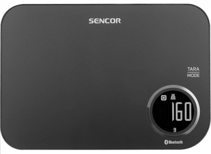 Ваги Sencor кухонні, 5кг, підкл. до смартфону, 2хААА , пластик, чорний