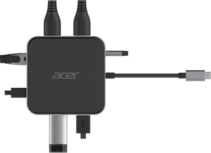 Хаб Acer USB-С > HDMI/DP/2xUSB-A3.2/USB-C/RJ45/mini-jack, 0.15м, чорний