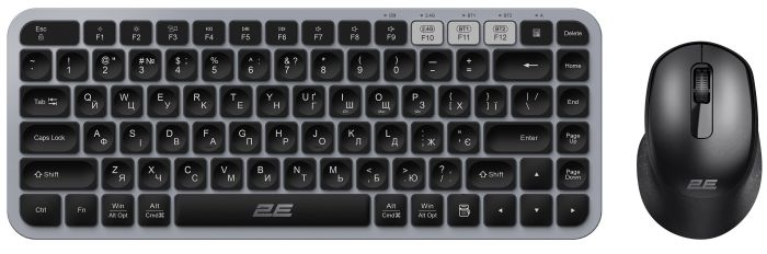Комплект клавіатура та миша 2E MK430 WL/BT, EN/UK, сіро-чорний