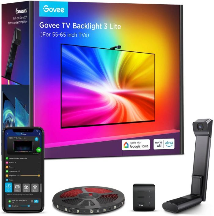 Набір адаптивного підсвічування Govee H6099 Backlight 3 Lite 55-65', RGBIC, WI-FI/Bluetooth, чорний