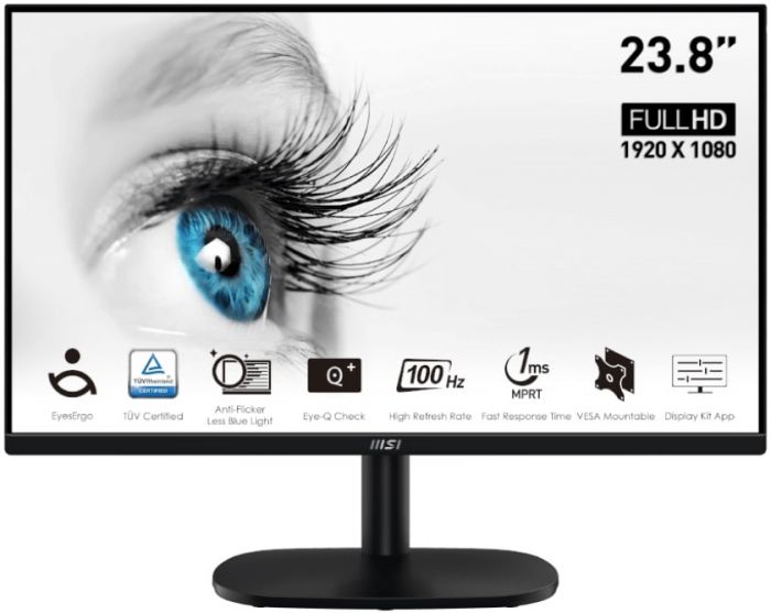 Монітор MSI 23.8" PRO MP245V D-Sub, HDMI, Audio, VA, 100Hz, 4ms, sRGB 96%