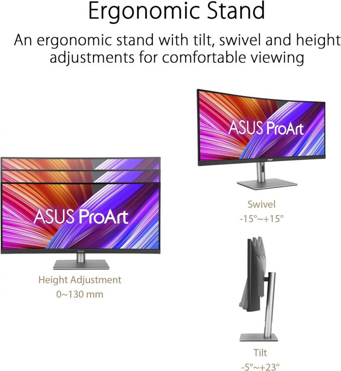 Монітор Asus 34.1" ProArt PA34VCNV 2xHDMI, 2xDP, USB-C, 2xUSB, RJ45, MM, IPS, 3440x1440, 21:9, sRGB 100%, CURVED, AdaptiveSync, HAS, HDR10