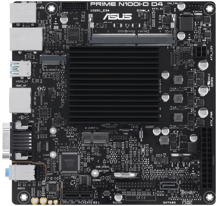 Материнска плата ASUS PRIME N100I-D D4-CSM CPU Intel N100 Quad-Core 2.0GHz 1xDDR4 SO-DIMM D-Sub HDMI DP Com mITX