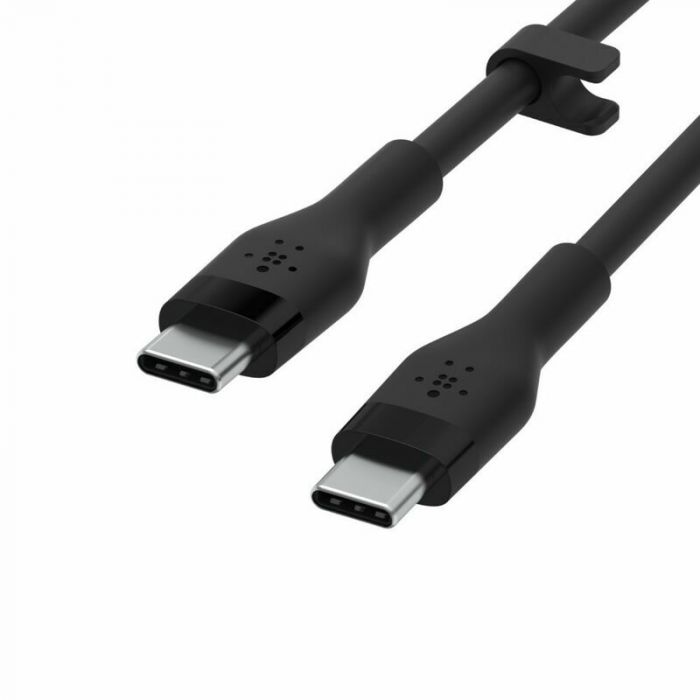 Кабель USB-C > USB-C заряджання/синхронізації Belkin, 3м, 60Вт, Type-C, силіконовий з кліпсою, чорний