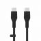 Кабель USB-C > USB-C заряджання/синхронізації Belkin, 3м, 60Вт, Type-C, силіконовий з кліпсою, чорний
