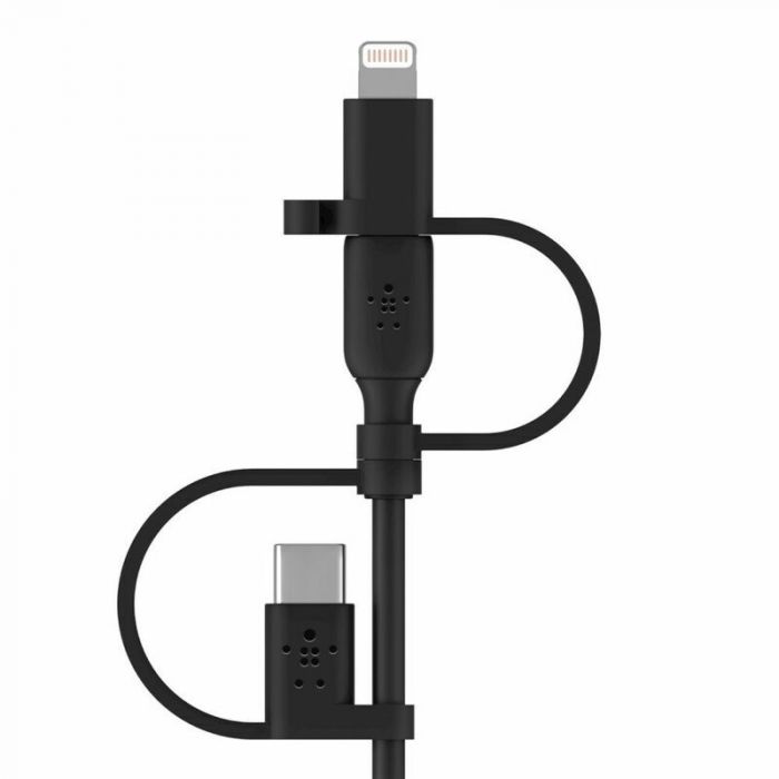Кабель USB-A > Lightning/USB-С/microUSB заряджання/синхронізації Belkin, 1м, чорний