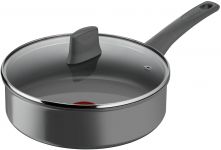 Сотейник з кришкою Tefal Renewal, 24см, алюміній, бакеліт, скло, чірий