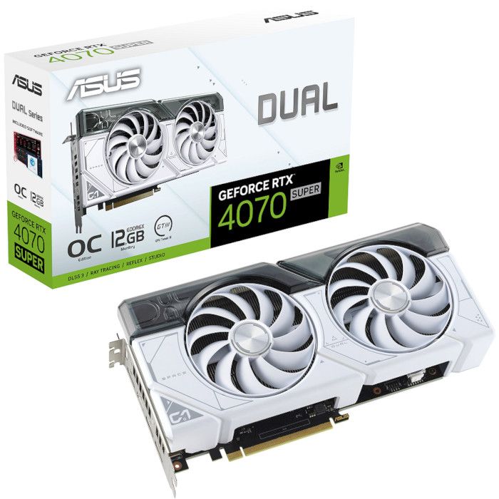 Відеокарта ASUS GeForce RTX 4070 SUPER 12GB GDDR6X OC білий DUAL-RTX4070S-O12G-WHITE