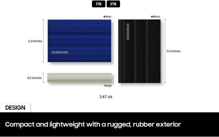 Портативний SSD Samsung 1TB USB 3.2 Gen 2 Type-C T7 Shield