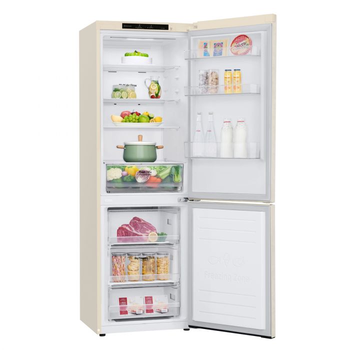 Холодильник LG з нижн. мороз., 186x60х68, холод.відд.-234л, мороз.відд.-107л, 2дв., А+, NF, інв., диспл внутр., зона св-ті, бежевий