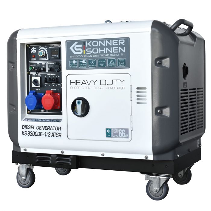 Генератор дизельний Konner&Sohnen KS 9300DE-1/3 ATSR, 230/400В, 6.5/6.0кВт, 7.5/7.0кВт, 1/3Фази, АВР(ATS), електростартер, 168кг