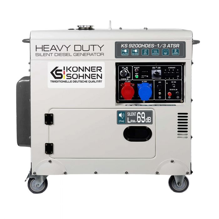 Генератор дизельний Konner&Sohnen KS 9200HDES-1/3 ATSR (EURO V),230/400В,6.5/6.0кВт,7.5/7.0кВт,1/3Фази, АВР(ATS), електростартер, 168кг