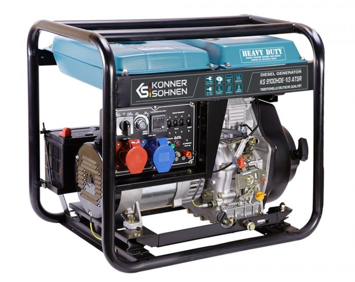 Генератор дизельний Konner&Sohnen KS 9100HDE-1/3 ATSR (EURO V), 230/400В, 6.5/6.0кВт, 7.5/7.0кВт, 1/3Фази, АВР(ATS), електростартер, 122кг