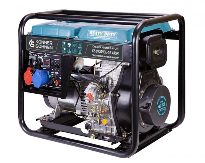 Генератор дизельний Konner&Sohnen KS 9100HDE-1/3 ATSR (EURO V), 230/400В, 6.5/6.0кВт, 7.5/7.0кВт, 1/3Фази, АВР(ATS), електростартер, 122кг