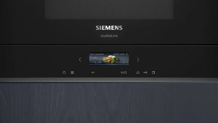 Мікрохвильова піч Siemens вбудована, 21л, електр. керув., 900Вт, гриль, дисплей, чорний