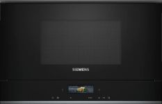 Мікрохвильова піч Siemens вбудована, 21л, електр. керув., 900Вт, гриль, дисплей, чорний